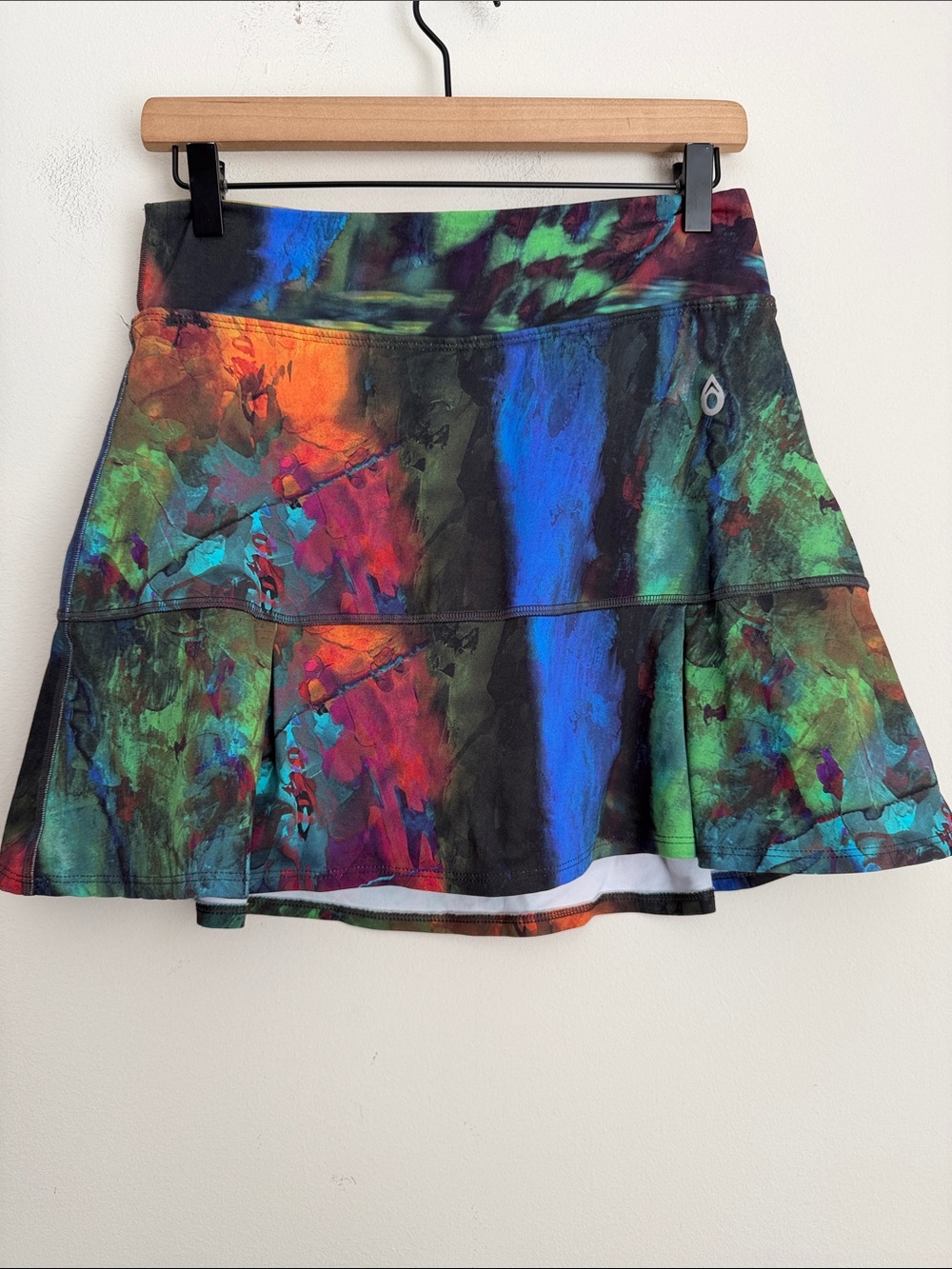 Dona Jo Skirt Eco layered skort tennis pickleball multicolor print watercolor L